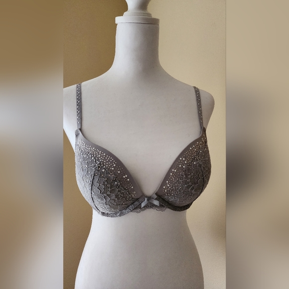 Victoria secret dream angel push up bra size 32D prettt sexy glam crystals grey - Picture 4 of 6